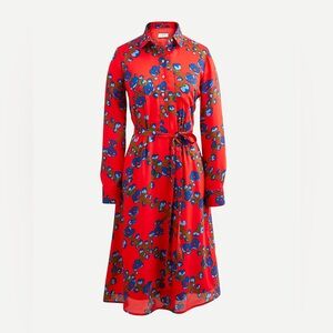 J. Crew Collection A-Line Shirt-Dress in Red Lattice Floral | 4